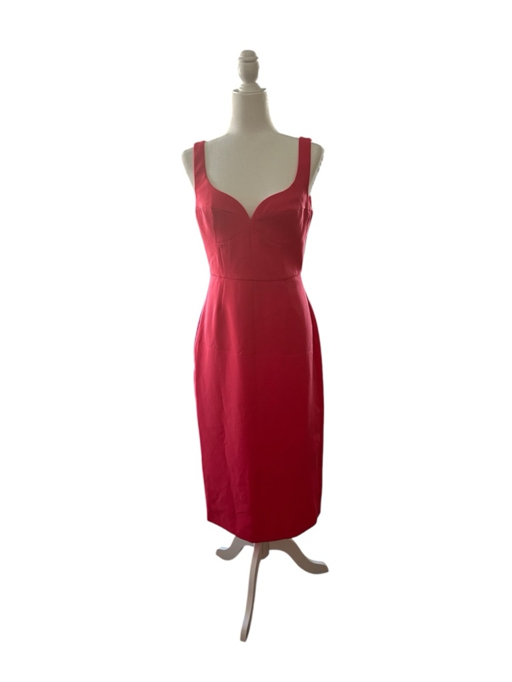 Halston Heritage Pink Sheath Midi Dress Scoop Neck Sleeveless Size 6